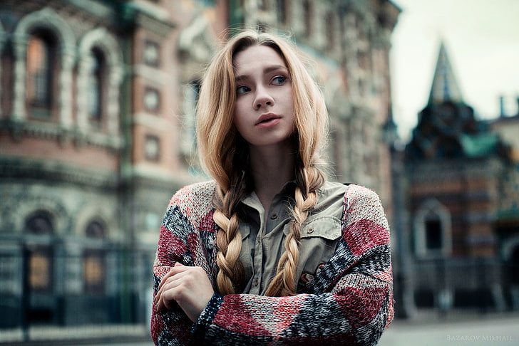 500px, cityscape, Model Rusia, wanita di luar ruangan, perkotaan, wanita, Mikhail Bazarov, Wallpaper HD