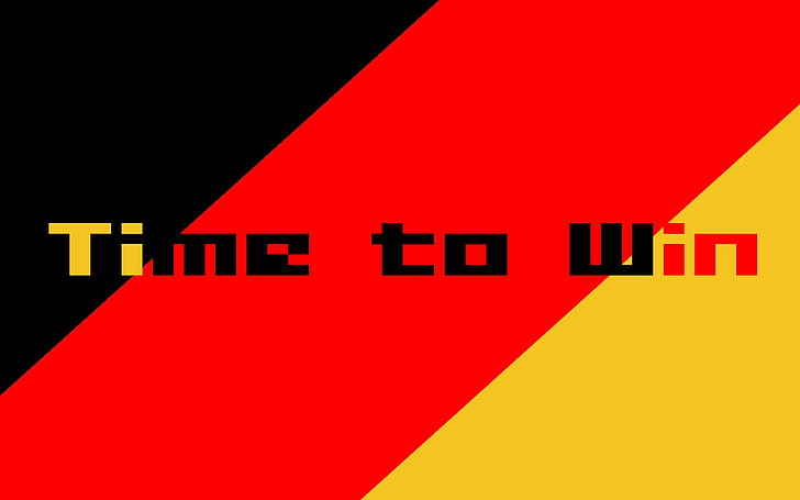 Time To Win-text, Germany, soccer, artwork, black, red, gold, text, HD wallpaper