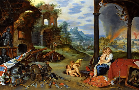 картина, Ян Брейгель младший, Аллегория войны, HD обои HD wallpaper