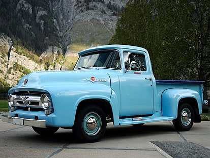 1956, cab, custom, f 100, ford, pickup, retro, HD wallpaper HD wallpaper