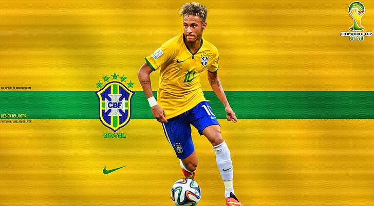 NEYMAR BRAZIL WORLD CUP 2014, yellow soccer jersey, Sports, Football, world cup 2014, lionel messi, champions league, cristiano ronaldo, nike, fifa world cup 2014, brasil, neymar, brasil 2014, neymar brazil, rio de janeiro, world cup brazil 2014, fc barcelona, neymar jr, HD wallpaper