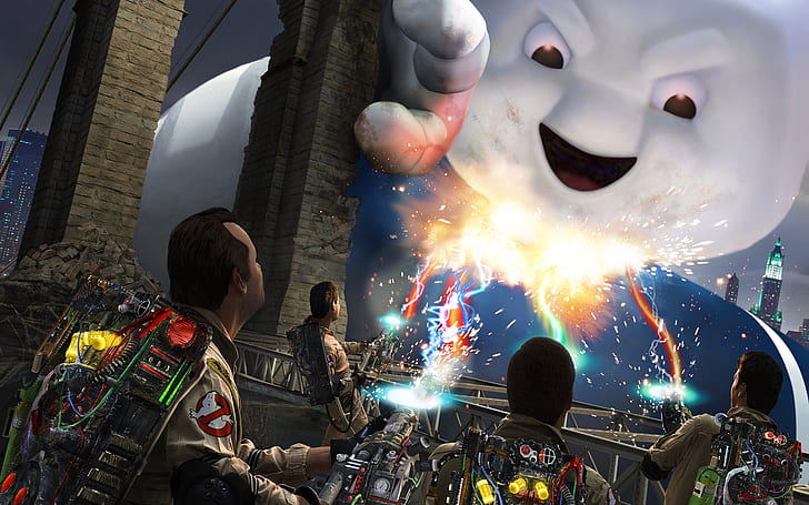 Ghostbusters Marshmallow HD, 3d movie, movies, ghostbusters, marshmallow, HD wallpaper