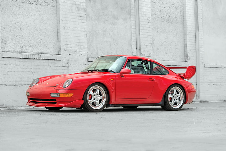 red coupe, porsche, carrera, red, side view, HD wallpaper