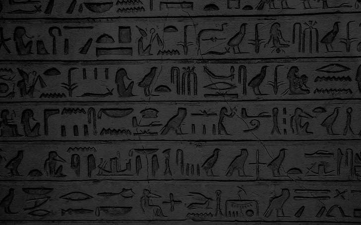 opere d'arte scolpite in grigio, simboli, archeologia, Egitto, scrittura, geroglifici, Sfondo HD