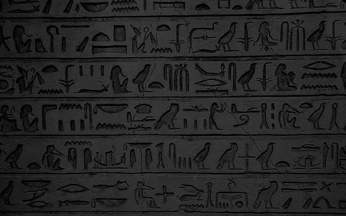 obras de arte de talla gris, símbolos, arqueología, Egipto, escritura, jeroglíficos, Fondo de pantalla HD HD wallpaper