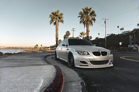 BMW, E60, Palmen, M5, HD-Hintergrundbild HD wallpaper