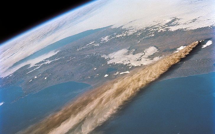Земна снимка, вулкан, изригвания, космос, Чили, Земя, HD тапет