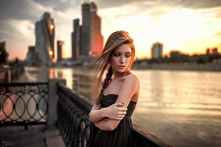women, face, portrait, model, brunette, Ksenia Kokoreva, HD wallpaper