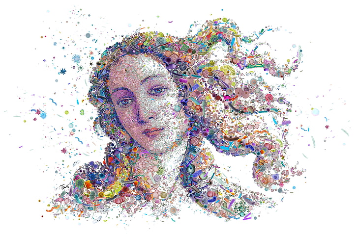 kadının yüz boyama, yüz, bakteri, virüs, Venüs'ün Doğuşu, Botticelli'nin Venüsü, HD masaüstü duvar kağıdı