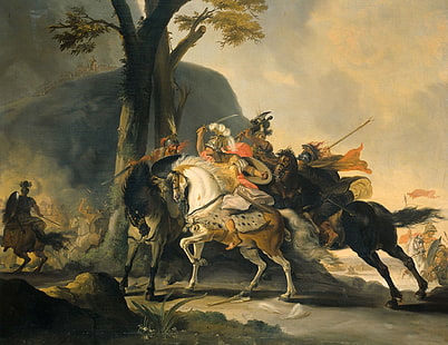 óleo, cuadro, lienzo, historia, batalla, Cornelis Trost, Alejandro Magno en batalla con los persas en el grani, Fondo de pantalla HD HD wallpaper