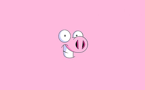 Sonrisa divertida del cerdo, papel pintado animado rosado y blanco del personaje, cara divertida, rosada, sonriente, cerdo, fondo, Fondo de pantalla HD HD wallpaper