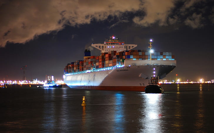 контейнерен кораб, кораб, превозно средство, HD тапет