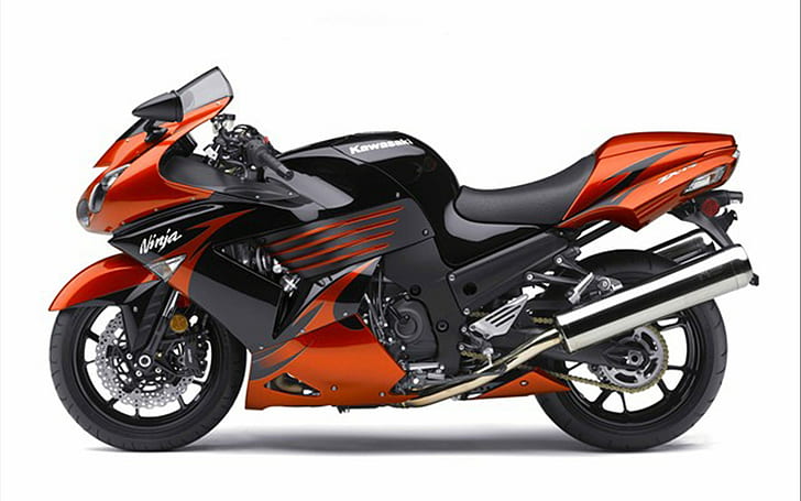 2009 Kawasaki Ninja ZX 14 HD, orange and black kawasaki ninja, bikes, motorcycles, bikes and motorcycles, ninja, 2009, kawasaki, 14, zx, HD wallpaper