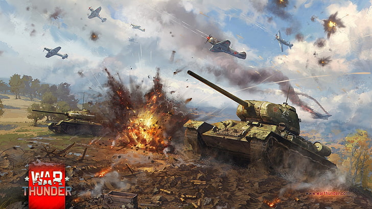 Guntur Perang, pesawat terbang, tank, T-34, Gaijin Entertainment, T-34-85, video game, Wallpaper HD