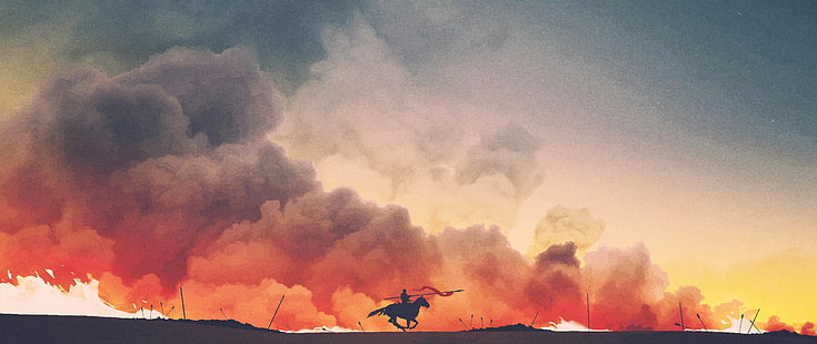wallpaper ksatria, ilustrasi siluet kuda, A Song of Ice and Fire, pola uji, ilustrasi, seni digital, Game of Thrones, Wallpaper HD HD wallpaper