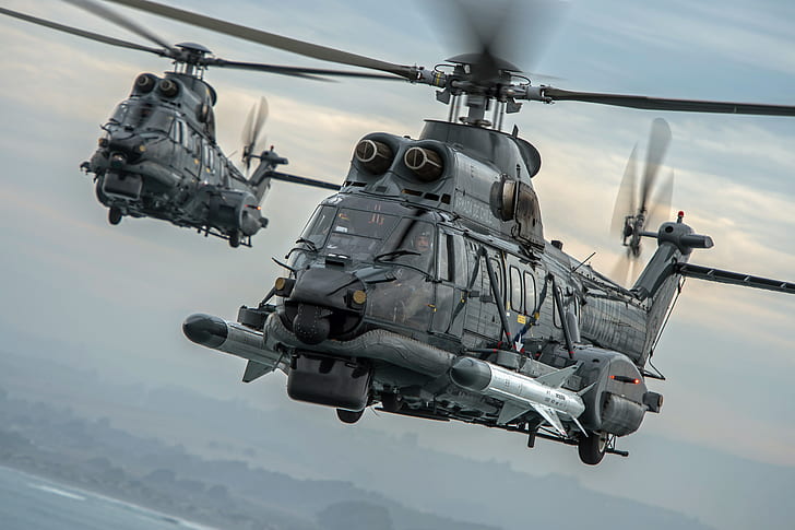 Elicottero, elicotteri Airbus, della Marina del Cile, H225, elicotteri Airbus H225M, RCC, MBDA, AM39 Exocet, Sfondo HD