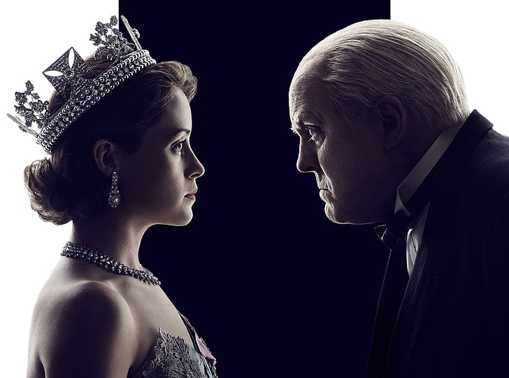 TV-show, The Crown, Claire Foy, John Lithgow, Queen Elizabeth II, Winston Churchill, HD tapet