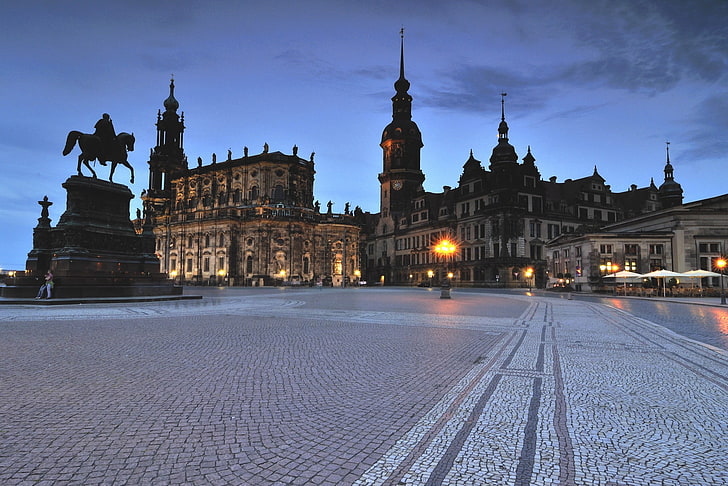 bangunan beton berwarna coklat dan putih, Dresden, Jerman, monumen, Wallpaper HD