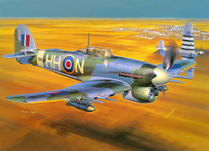 the plane, fighter, bomber, British, WW2., single, Hawker Typhoon, Mk IB, HD wallpaper