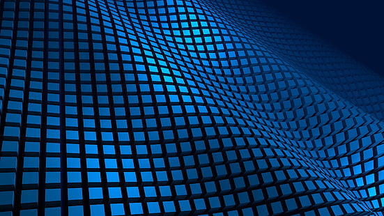 biru, gelombang, 3d, pola, garis, bersih, kotak-kotak, Wallpaper HD HD wallpaper