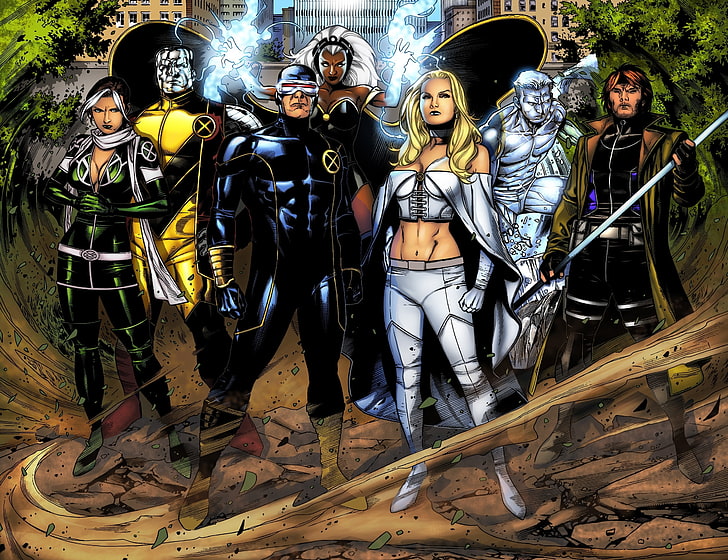 X-Men, Storm, Rogue, Emma Frost, Cyclops, Colossus, Iceman, Gambit, HD wallpaper