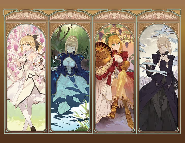 anime, anime girls, Fate series, Fate/Stay Night, fate/stay night: heaven's feel, Fate/Unlimited Codes, Fate/Extra, Fate/Extra CCC, Fate/Grand Order, Artoria Pendragon, Saber, Saber Alter, Saber Lily, Nero Claudius, blonde, boobs, artwork, digital art, fan art, Official art, HD wallpaper