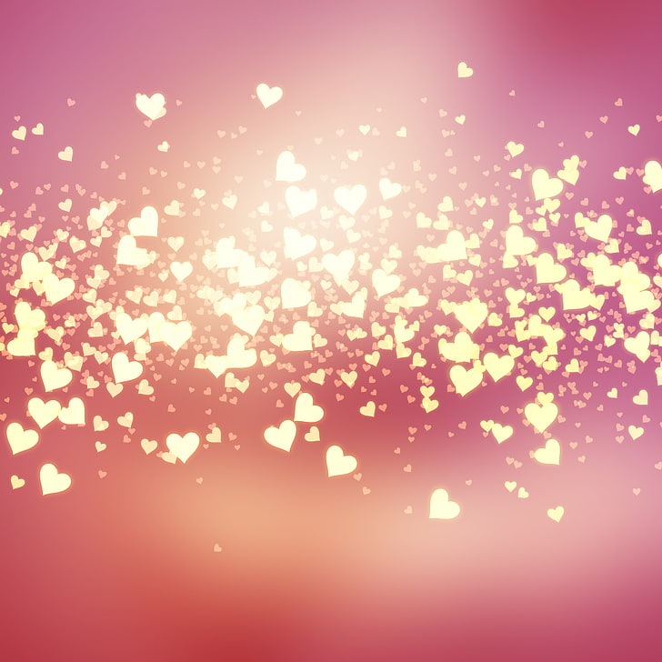 hearts, love, pink, background, romantic, bokeh, Valentine's Day, HD wallpaper