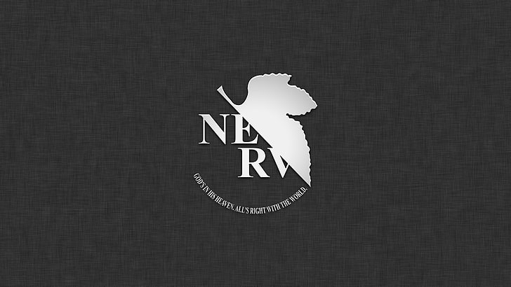szare i białe logo liścia, anime, Neon Genesis Evangelion, tekst, Nerv, Tapety HD