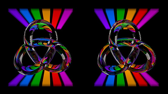 Torus Knot Crossview ، فني ، ثلاثي الأبعاد ، ملون ، ألوان ، عقدة ، طارة ، عرض متقاطع، خلفية HD HD wallpaper