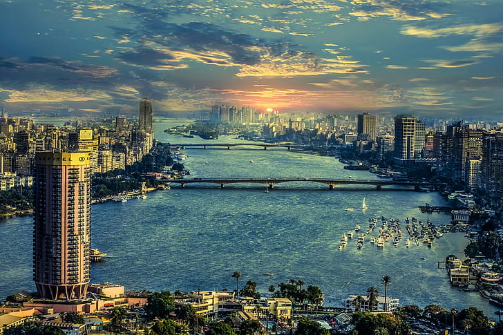 El Cairo, Egipto, El Cairo, Egipto, el río Nilo, Fondo de pantalla HD