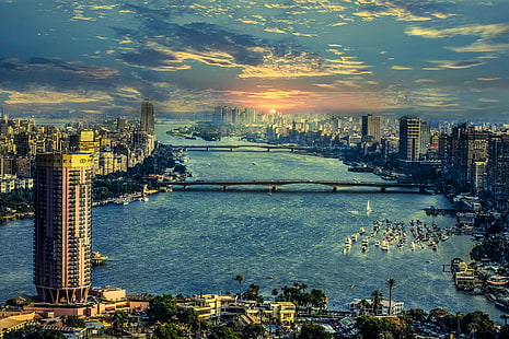 Кайро, Египет, Кайро, Египет, река Нил, HD тапет HD wallpaper