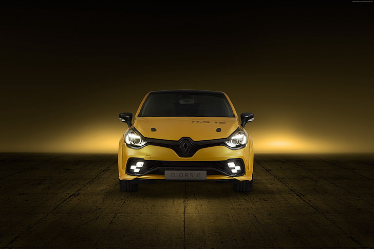 giallo, Renault Clio RS 16, portello caldo, Sfondo HD