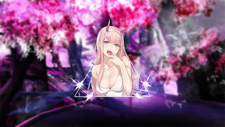 Zero Two (Darling in the FranXX), ZeroTwo, paysage, anime, anime girls, anime girls eating, Fond d'écran HD