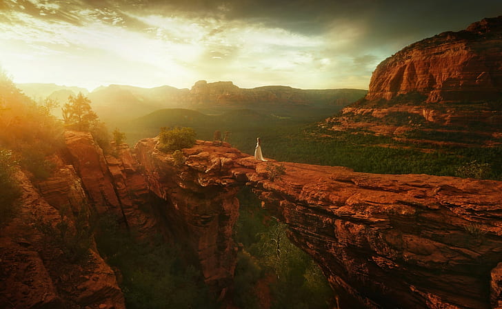 paisaje, arte de fantasía, roca, cielo, naturaleza, Fondo de pantalla HD