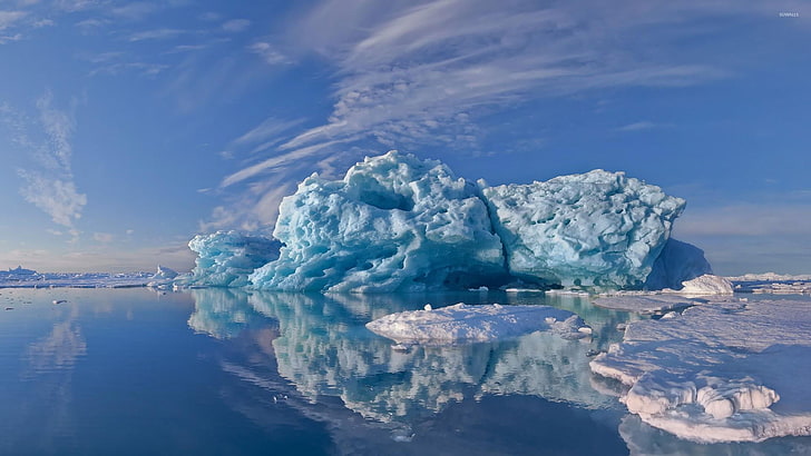 es, gunung es, berg, leleh, beku, beku, langit, alam, Wallpaper HD