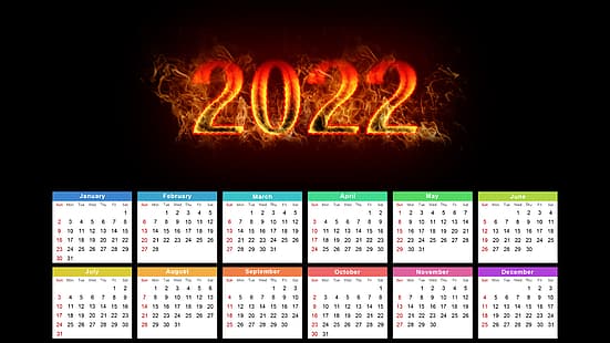 2022 (Rok), Szczęśliwego Nowego Roku, kalendarz, Tapety HD HD wallpaper