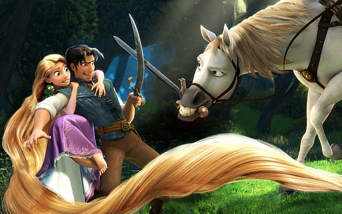 Rapunzel & Flynn dalam Tangled, film rapunzel, rapunzel, flynn, kusut, film, Wallpaper HD HD wallpaper