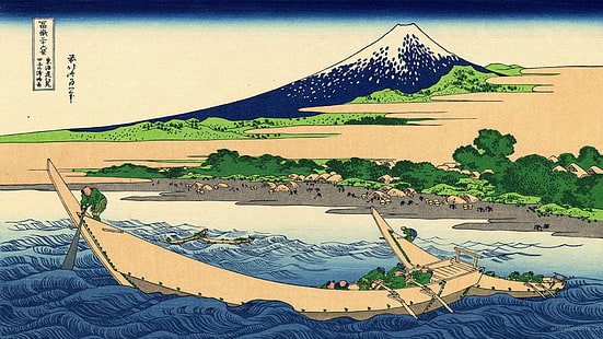 Hokusai, krajobraz, blok drewna, Tapety HD HD wallpaper