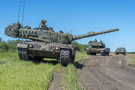 път, танкове, Leopard 2A6, HD тапет HD wallpaper