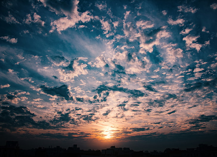 chmury, chmury, niebo, zachód słońca, Tapety HD