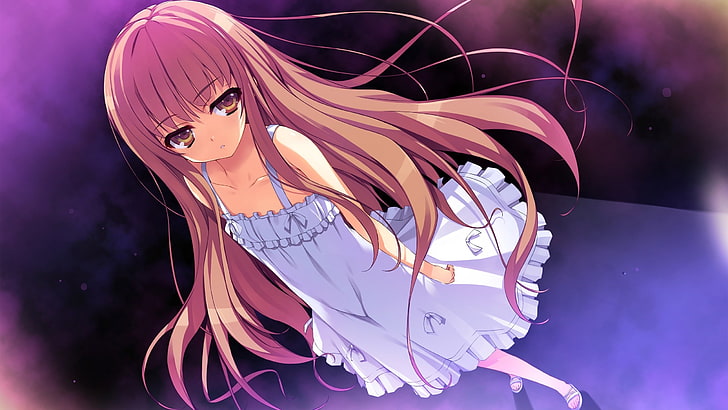 Anime, Anime Girls, Reminiscence, Kleid, Game CG, lange Haare, rosa Haare, Füße, Beine, visueller Roman, braune Augen, HD-Hintergrundbild