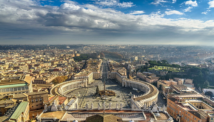Рим, Италия, панорама, Ватикан, площадь Святого Петра, HD обои