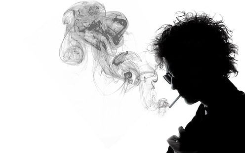Bob Dylan, Silhouette, Musiker, rauchend, einfarbig, HD-Hintergrundbild HD wallpaper