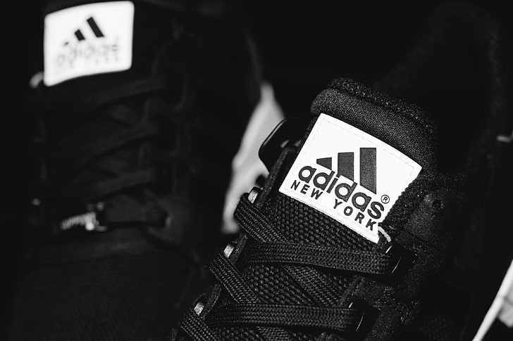 black-and-white adidas low-top sneakers, laces, Adidas, New York, EQT, HD wallpaper