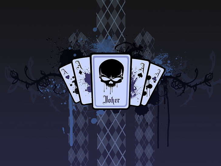 Ilustrasi kartu Joker, biru, Joker, Kartu, Wallpaper HD
