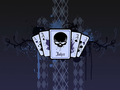Joker card illustration, blue, Joker, Card, HD wallpaper HD wallpaper