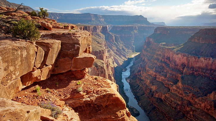 каньон, национален парк, гранд каньон, скала, скала, образуване, лоши земи, небе, национален парк на гранд каньон, геология, toroweap с изглед, Аризона, плато, САЩ, туризъм, река Колорадо, HD тапет