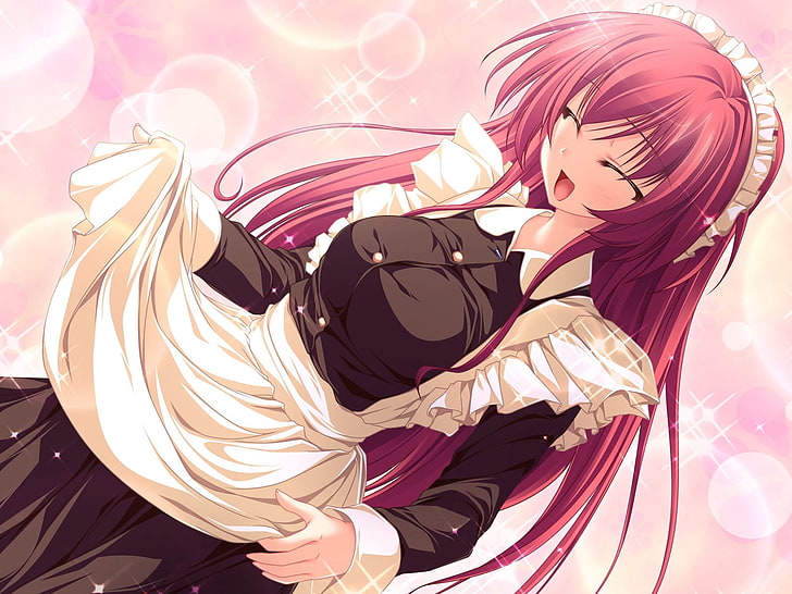 pink haired maid woman anime character, tenmaso, magus tale, seera finis victoria, girl, maid, apron, HD wallpaper