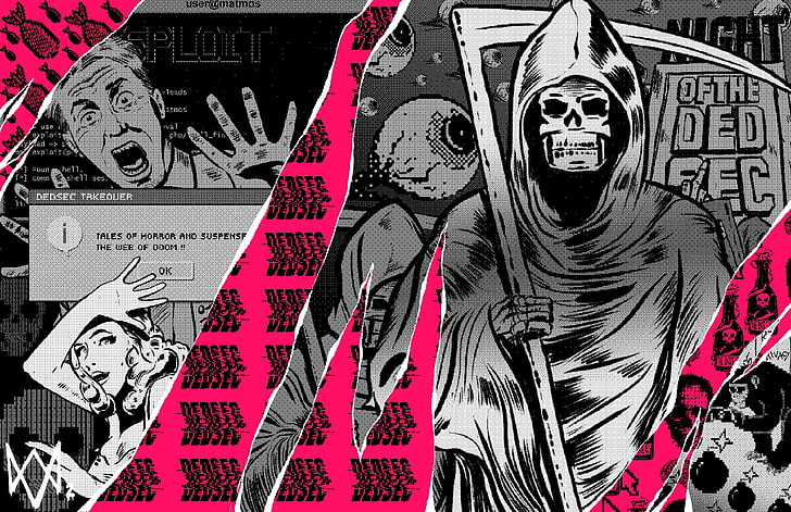 Buku komik Grim Reaper, Watch_Dogs, EA, DEDSEC, gamer, game PC, Wallpaper HD