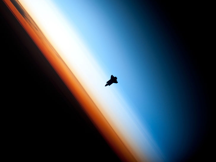 космос, горизонт, небо, космический челнок, космический корабль, HD обои